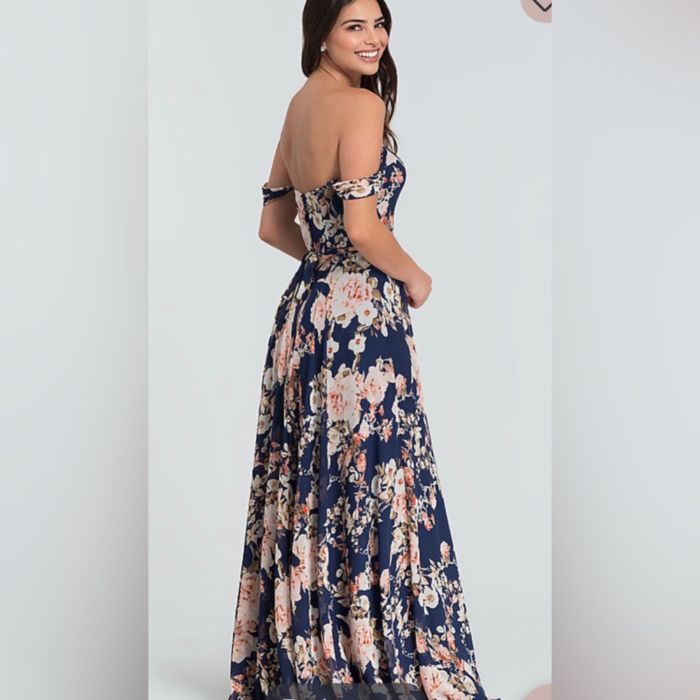 Floral-Print Off-the-Shoulder Long Formal Dress , size - 14